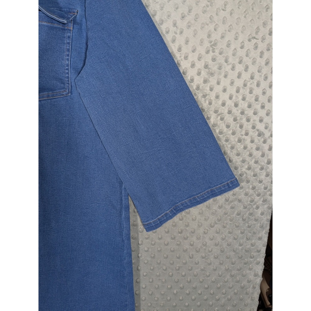 Tuckernuck Indigo Denim Lexi Dress Womens XL Blue Gold Snap Stretch Belted EUC - Picture 6 of 16